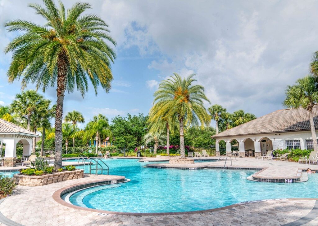 pool, tropical, people